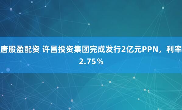 唐股盈配资 许昌投资集团完成发行2亿元PPN，利率2.75％